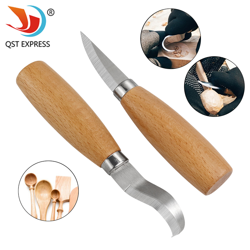 Woodworking Manufacturing - Roestvrij ijzeren vleesmes Beukenhouten handvat Gebogen