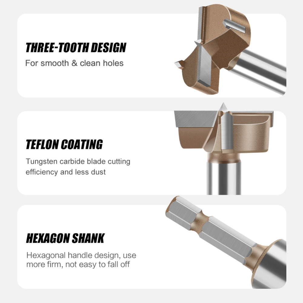 5-delige 6,35 mm zeskant profe - Woodworking Drill Bits recensie en prijs
