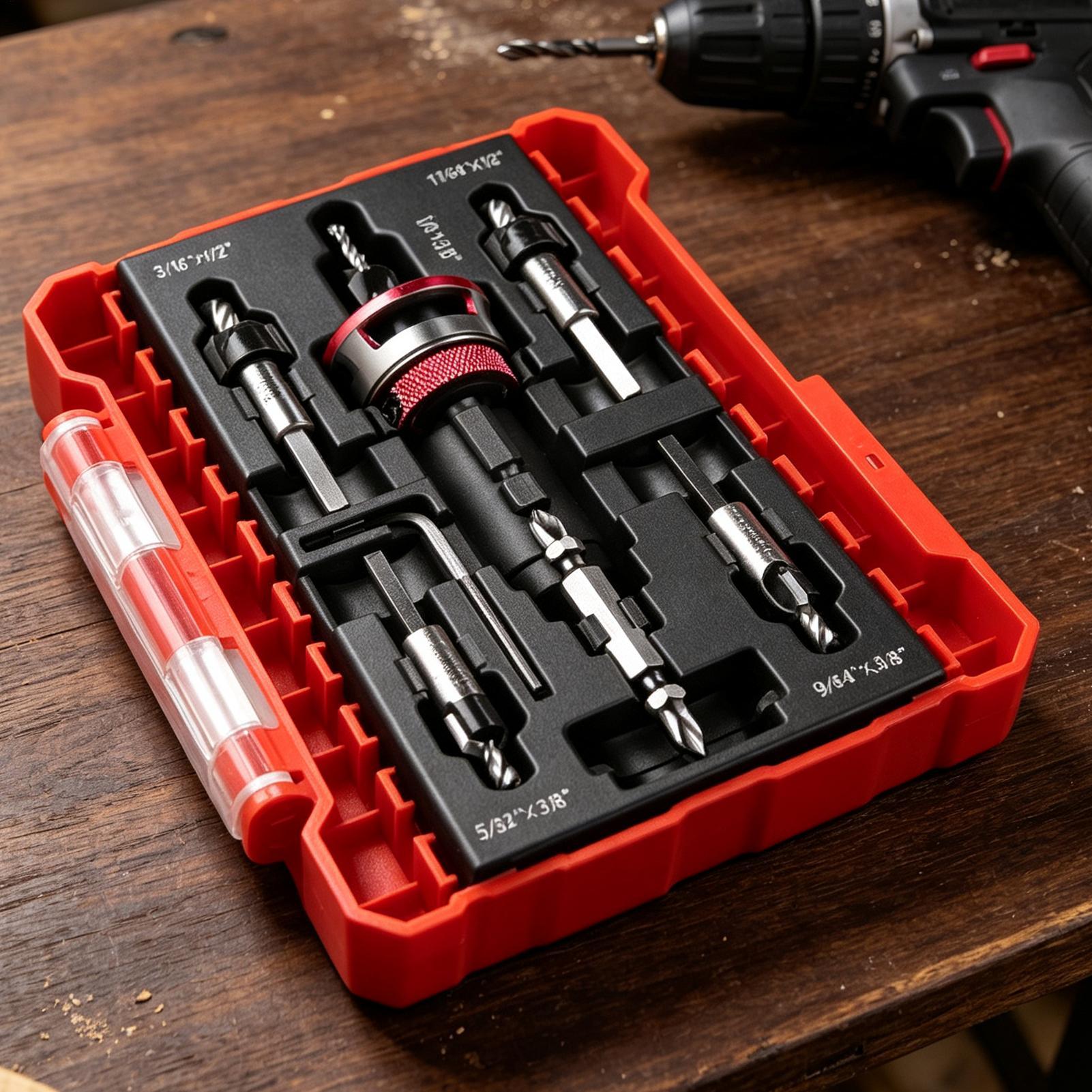 Set van verzinkboorbits met ve - Woodworking Drill Bits recensie en prijs