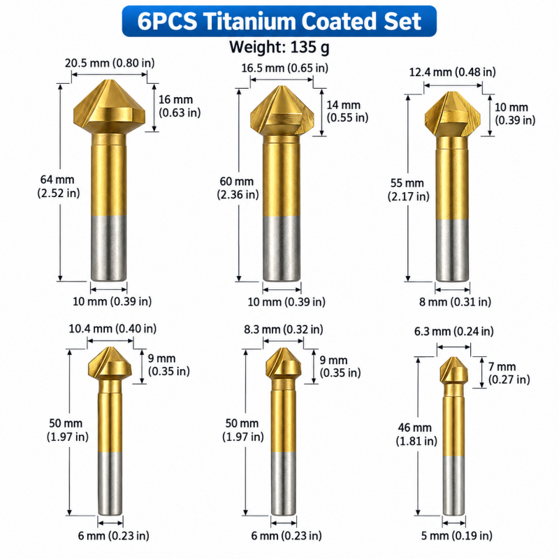 6-delige set 3-snijdige titani - Woodworking Drill Bits recensie en prijs